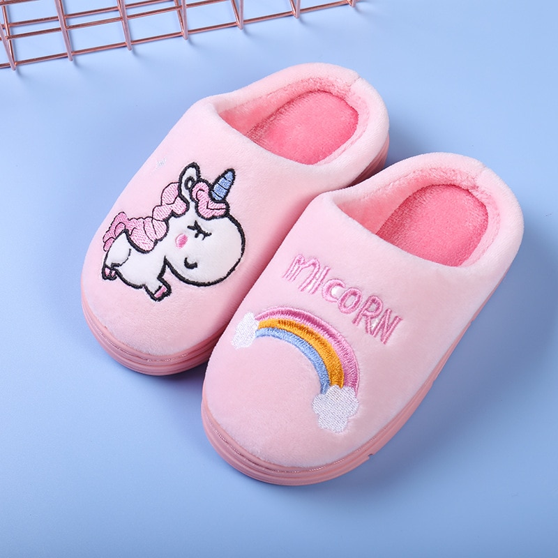 Unicorn Slippers Kids Fluffy Footwear